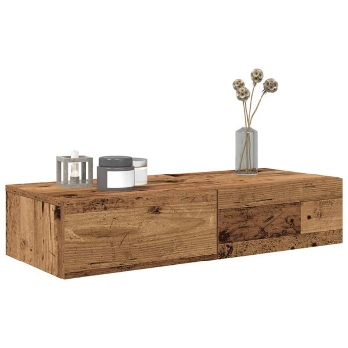 Vidaxl Półka wisząca z szufladami 80x33x17 cm drewniana - 73% taniej
