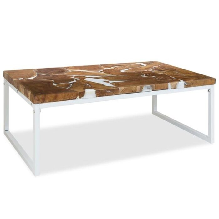 Vidaxl Stolik kawowy z drewna tekowego i żywicy 110x60x40 cm - 72% taniej