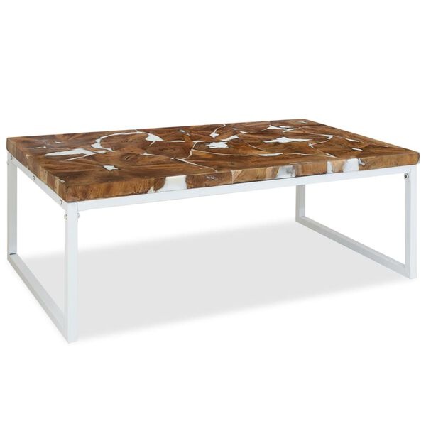 Vidaxl Stolik kawowy z drewna tekowego i żywicy 110x60x40 cm - 72% taniej