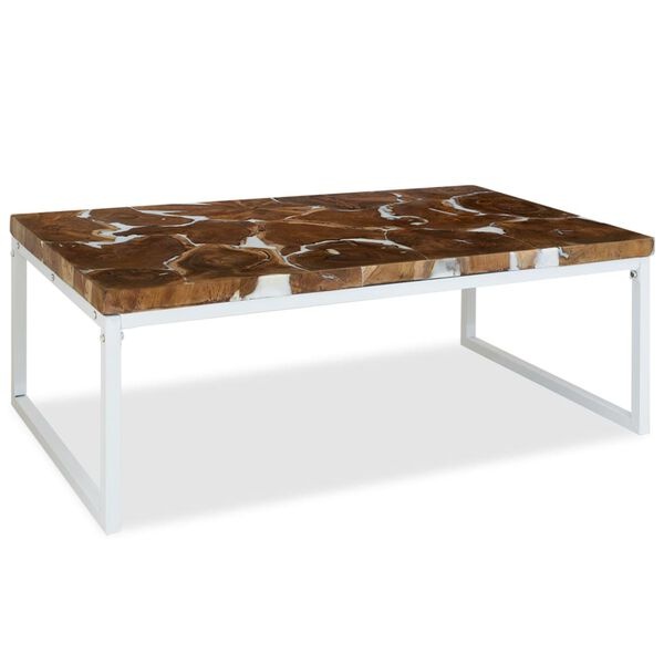 Vidaxl Stolik kawowy z drewna tekowego i żywicy 110x60x40 cm - 72% taniej
