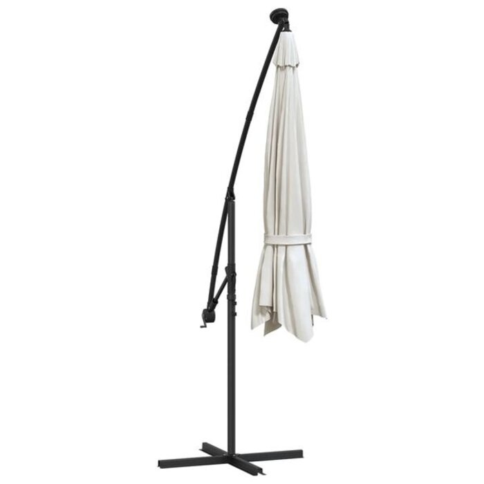 Wiszący parasol ogrodowy LED 350 cm piaskowy - 73% taniej