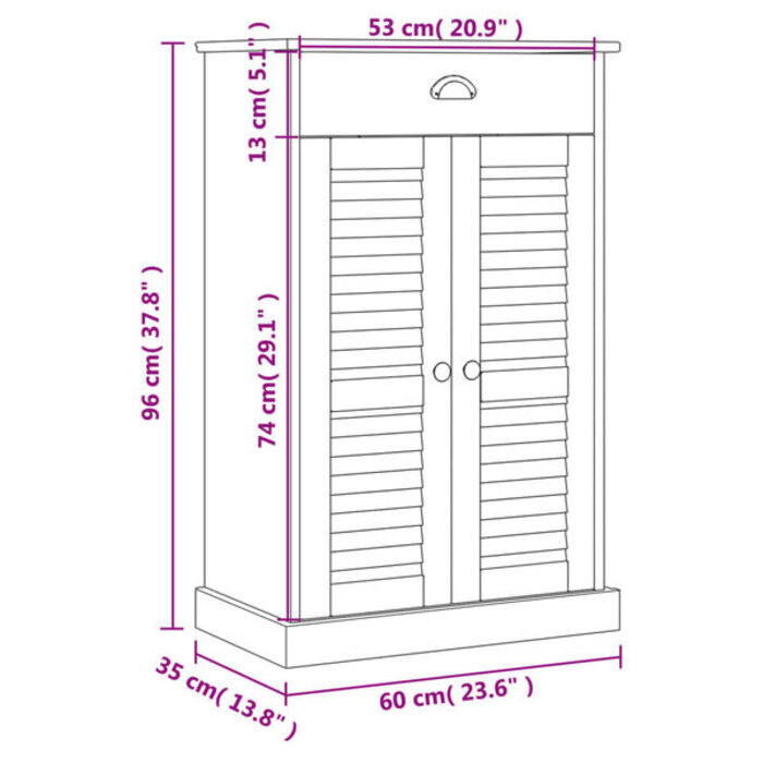 Biała szafka na buty VIGO 60x35x96 cm - drewno sosnowe - 75% taniej
