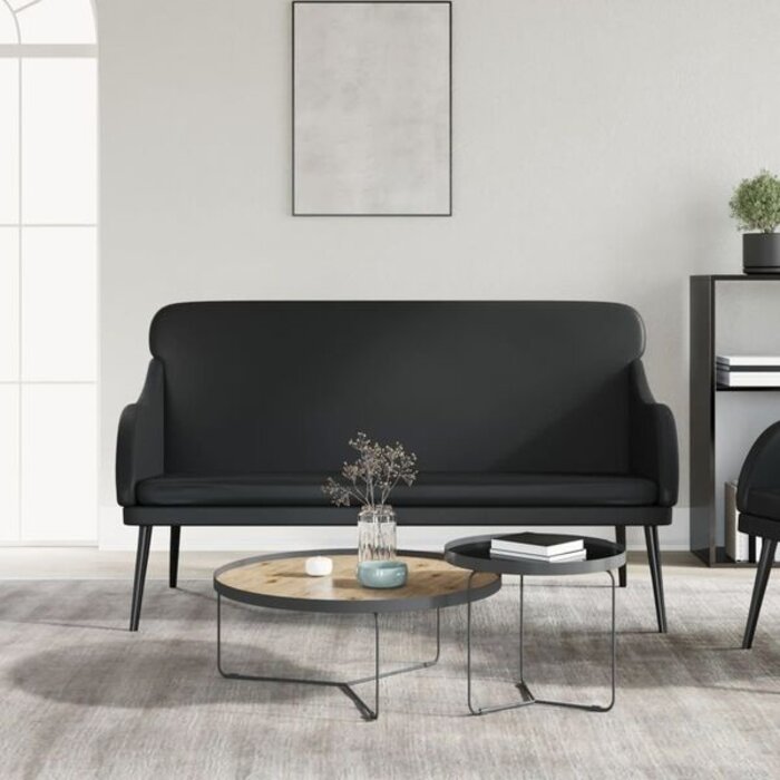 Elegancka czarna ławka z oparciem 110x76x80 cm - 88% taniej