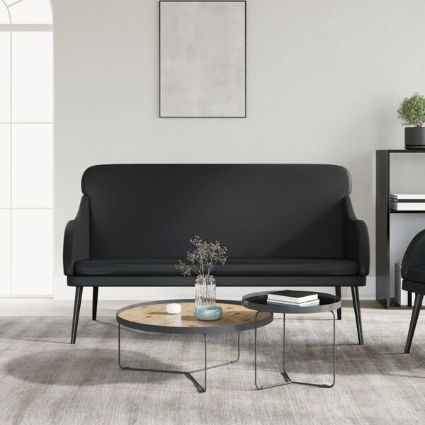 Elegancka czarna ławka z oparciem 110x76x80 cm - 88% taniej