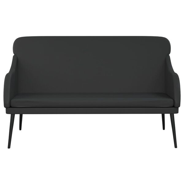 Elegancka czarna ławka z oparciem 110x76x80 cm - 88% taniej