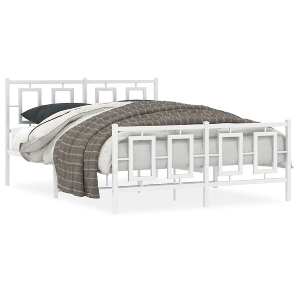 Metalowe łóżko białe 135x190 cm z wezgłowiem - 89% taniej
