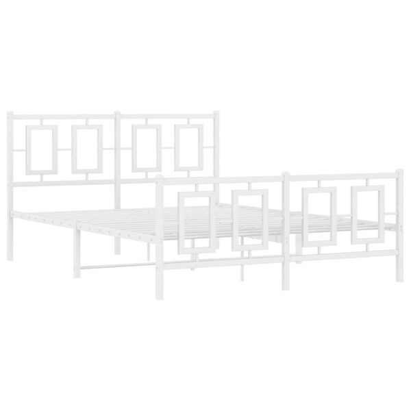 Metalowe łóżko białe 135x190 cm z wezgłowiem - 89% taniej