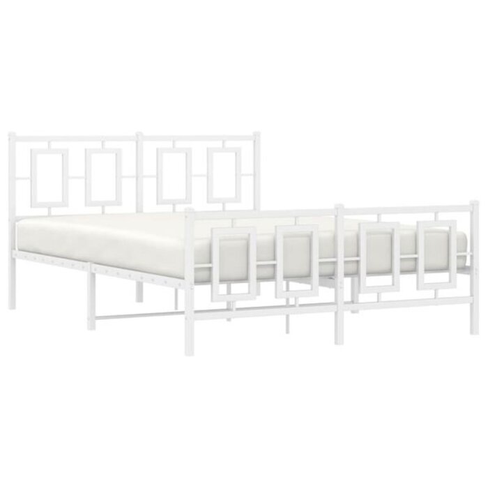 Metalowe łóżko białe 135x190 cm z wezgłowiem - 89% taniej