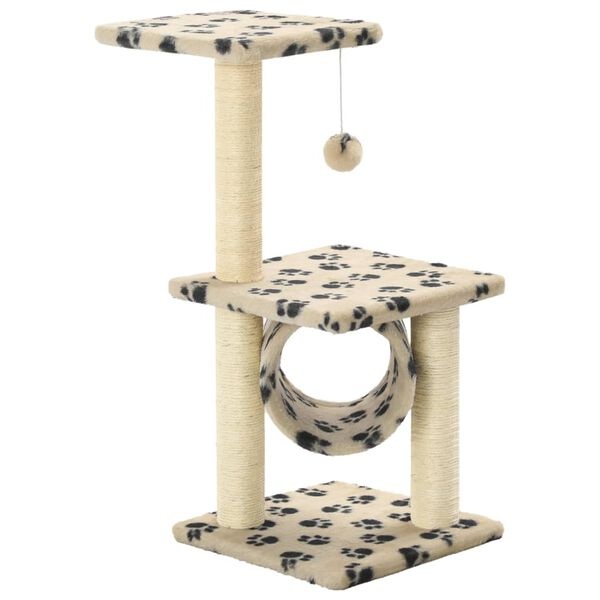 Drapak dla kota z sizalem 65 cm - Beżowy z łapkami - 71% taniej