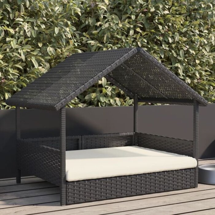 Stylowa buda dla psa z technorattanu - czarna - 71% taniej
