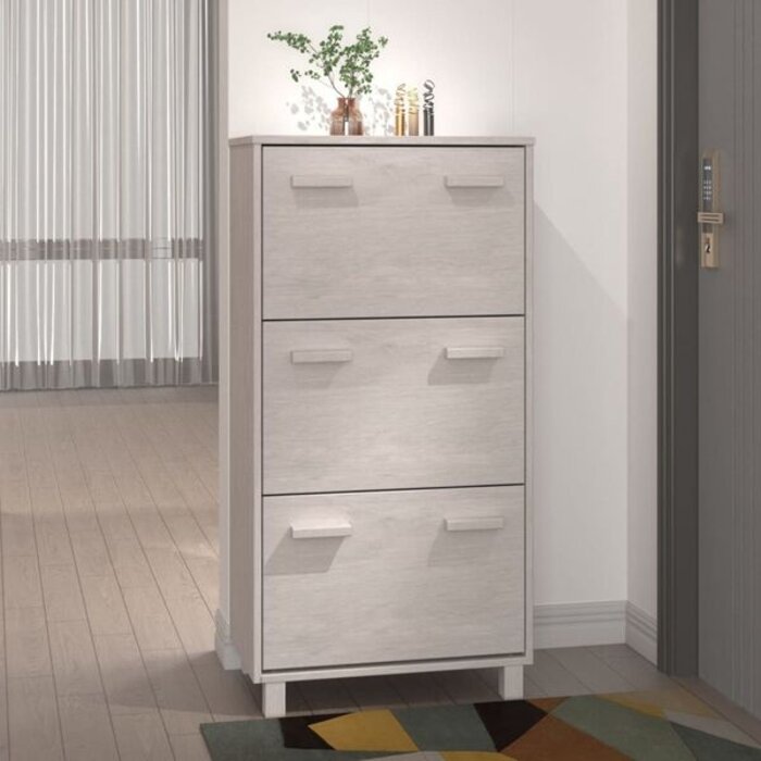 Szafka na buty HAMAR sosnowa biała 59,5x117cm - 81% taniej