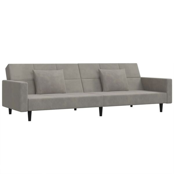 Dwuosobowa sofa rozkładana, jasnoszara, aksamitna - 83% taniej
