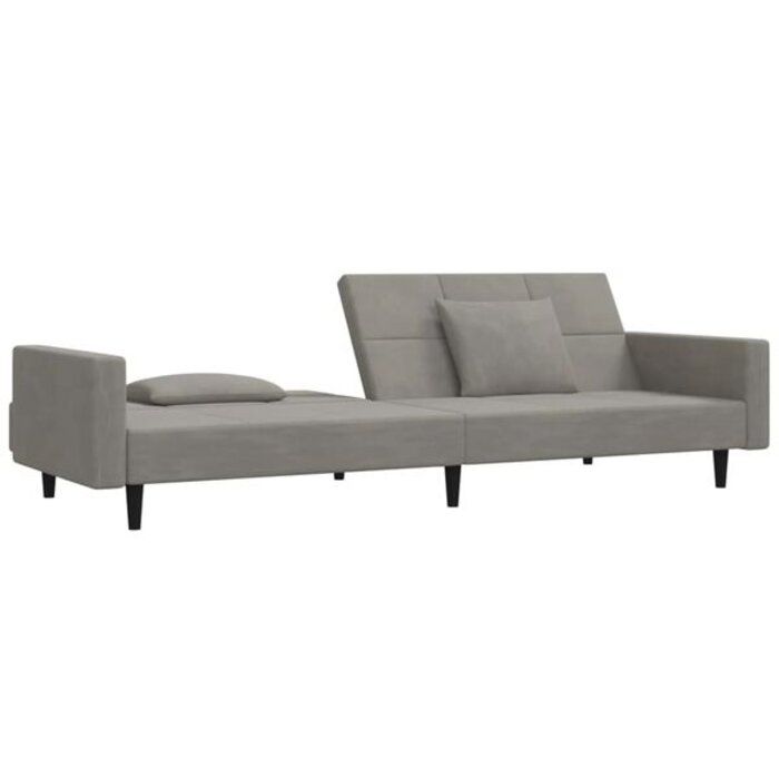 Dwuosobowa sofa rozkładana, jasnoszara, aksamitna - 83% taniej