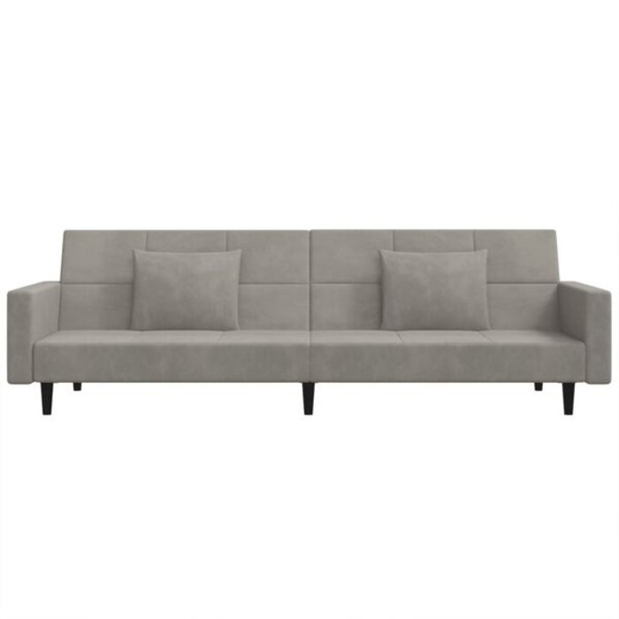 Dwuosobowa sofa rozkładana, jasnoszara, aksamitna - 83% taniej