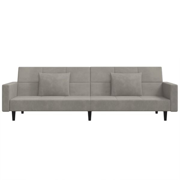Dwuosobowa sofa rozkładana, jasnoszara, aksamitna - 83% taniej