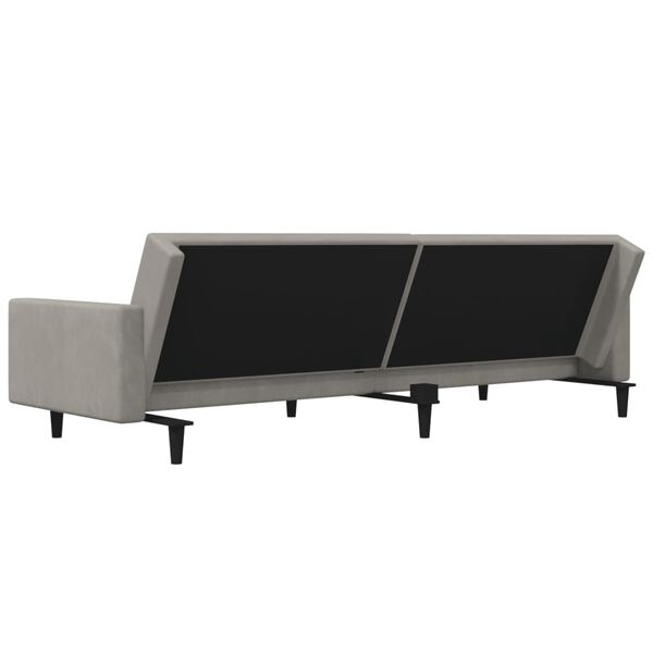 Dwuosobowa sofa rozkładana, jasnoszara, aksamitna - 83% taniej