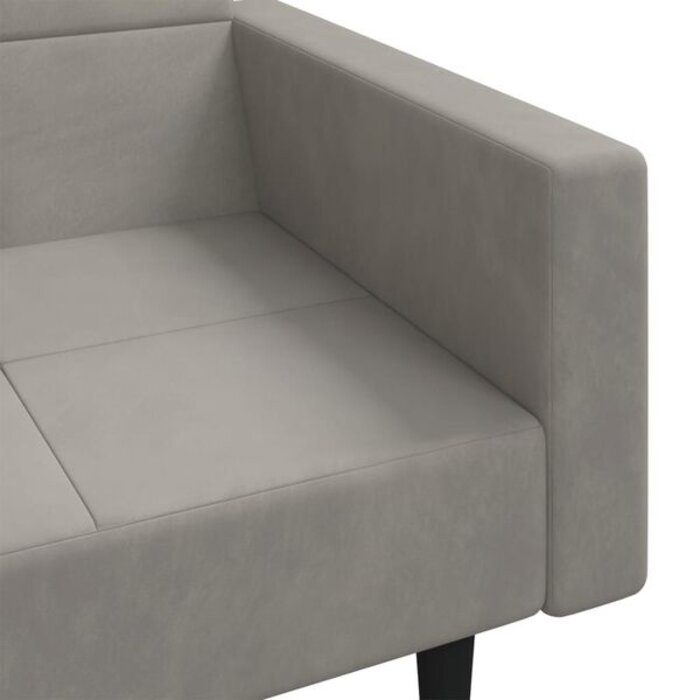 Dwuosobowa sofa rozkładana, jasnoszara, aksamitna - 83% taniej
