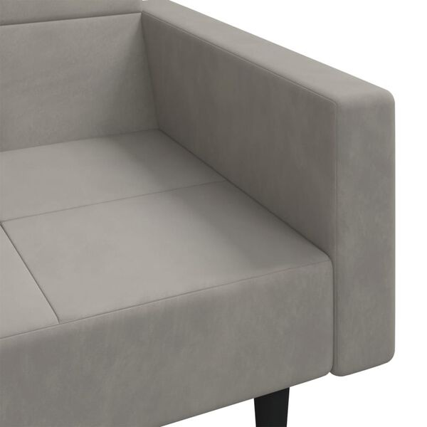 Dwuosobowa sofa rozkładana, jasnoszara, aksamitna - 83% taniej