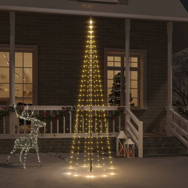 Świetlna choinka na maszt 300 cm, 310 LED, ciepła biel - 60% taniej