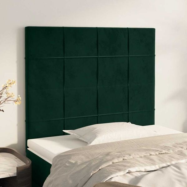 Zestaw 2 zagłówków aksamitnych ciemnozielonych 80x88cm - 75% taniej