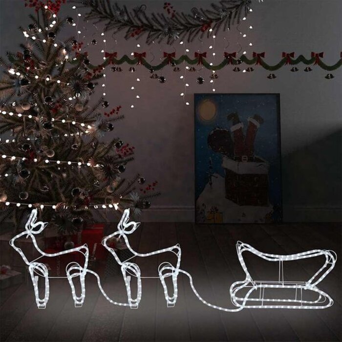Świąteczny renifer z saniami 576 LED 56% taniej