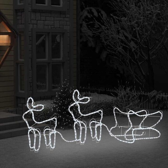 Świąteczny renifer z saniami 576 LED 56% taniej