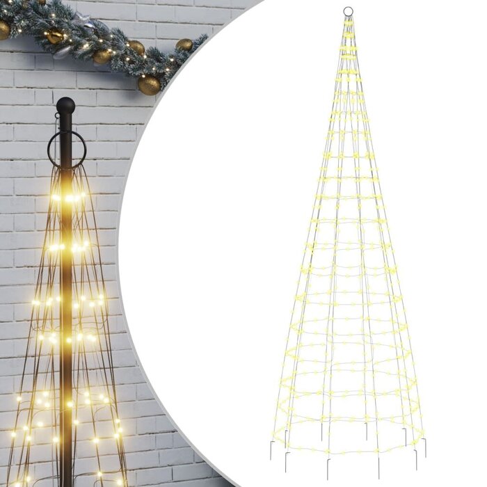 Choinka LED na maszt 300 cm 550 diod ciepła biel - 75% taniej
