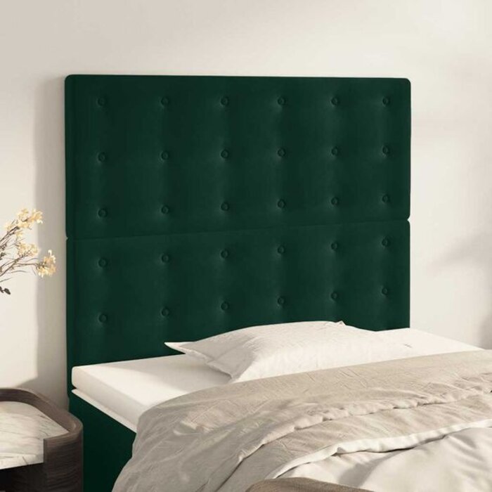 Zagłówki welurowe 100x88 cm ciemnozielone - 2 sztuki, 77% taniej