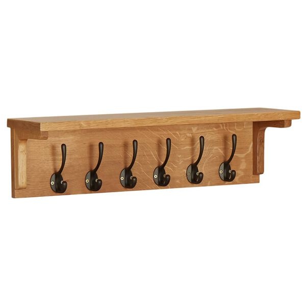 Wieszak ścienny z litego drewna dębowego 60x16x16 cm - 82% taniej