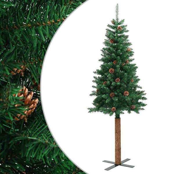 Wąska choinka 210 cm z szyszkami - 77% taniej