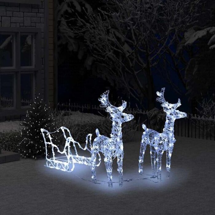 Świąteczna dekoracja renifery z saniami 130 cm 160 LED - 76% taniej