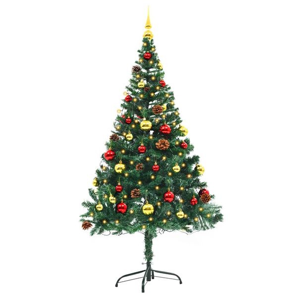 Sztuczna choinka 150 cm z LED i bombkami - 67% taniej