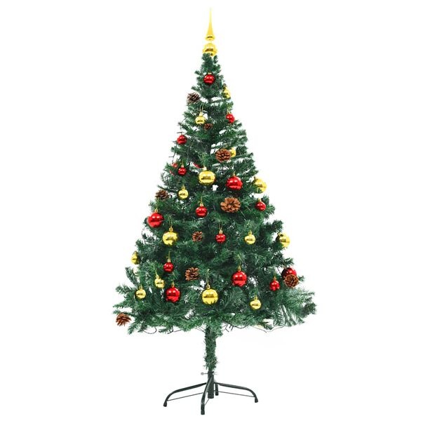 Sztuczna choinka 150 cm z LED i bombkami - 67% taniej