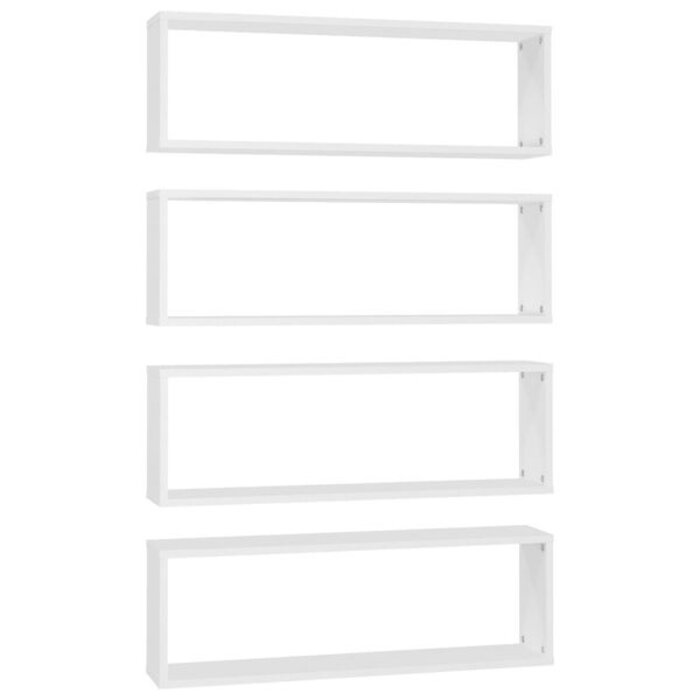 Zestaw 4 białych półek ściennych kostek 80 cm - 87% taniej