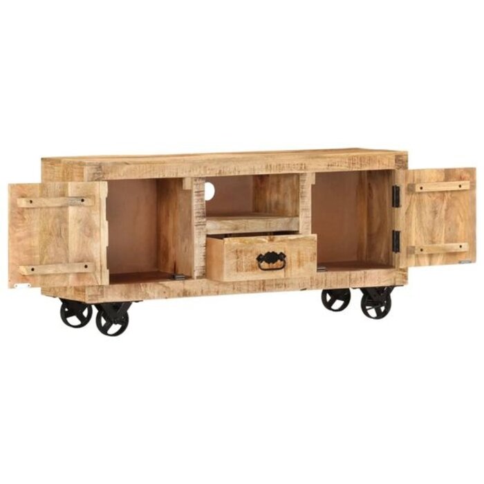 Szafka RTV z litego drewna mango 110x30x50 cm - 92% taniej