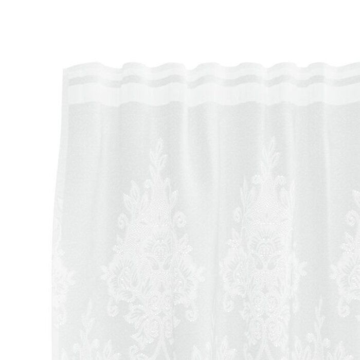 Elegancka zasłona kwiatowa 150x300 cm - Biała - 44% taniej