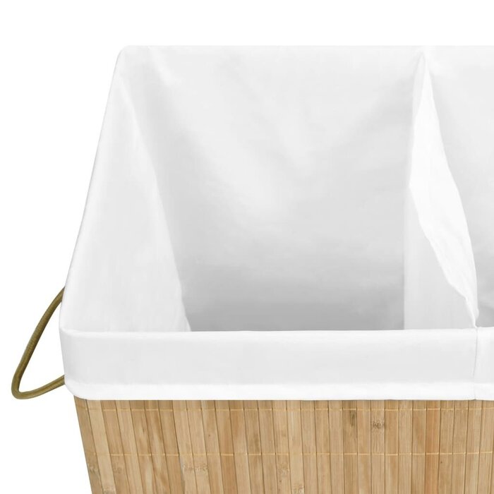 Bambusowy kosz na bieliznę 100L z 2 komorami - 65% taniej