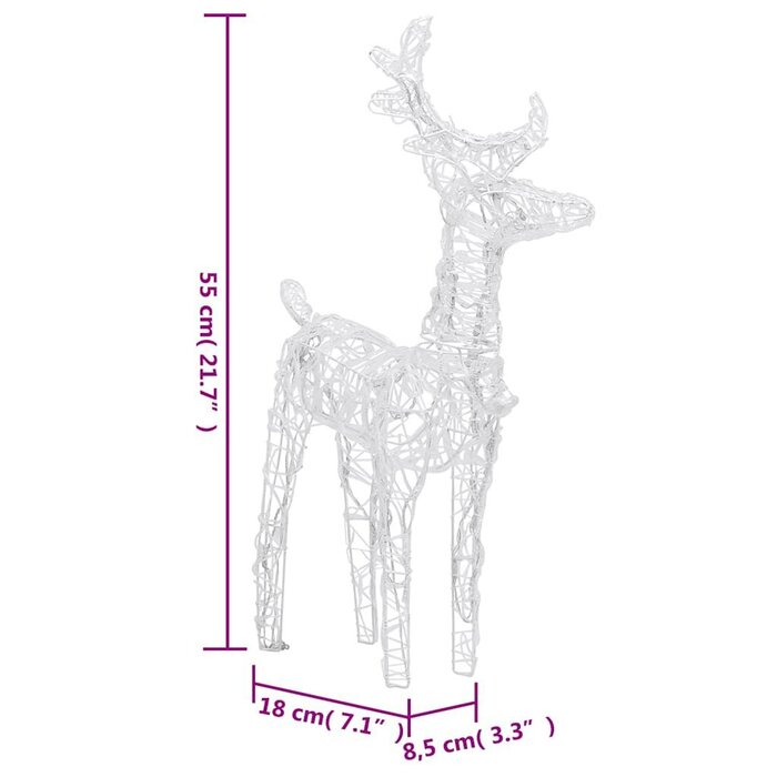 Vidaxl Świąteczne renifery akrylowe LED 55 cm, zestaw 2 szt. - 70% taniej