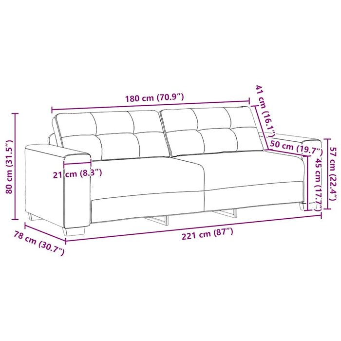Nowoczesna sofa 3-osobowa 180 cm jasnoszara - 80% taniej
