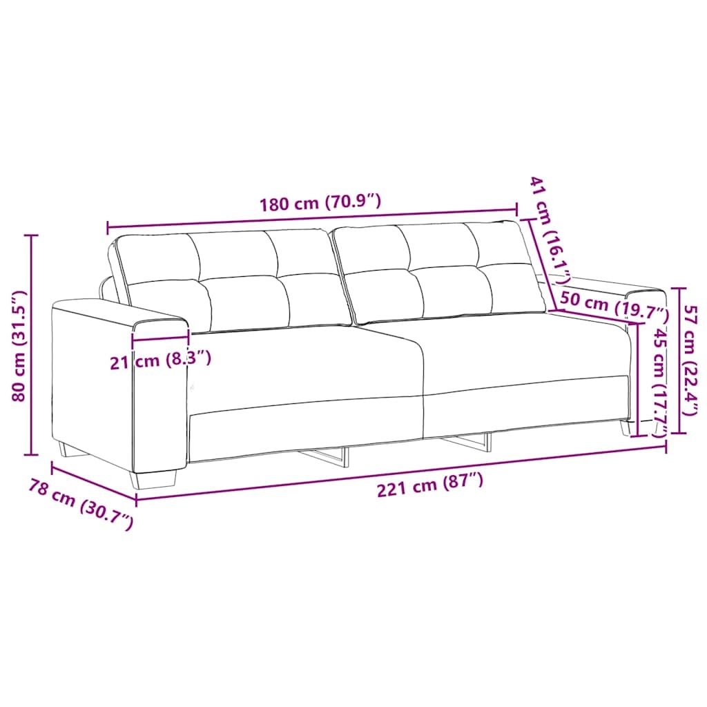 Nowoczesna sofa 3-osobowa 180 cm jasnoszara - 80% taniej