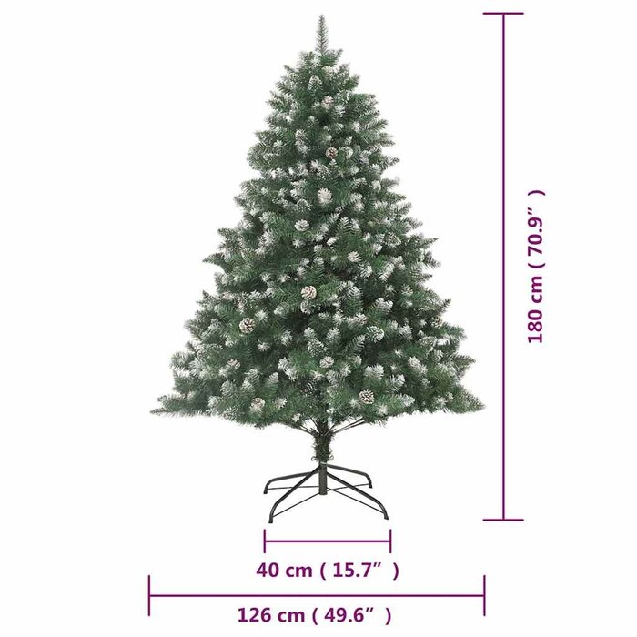Ośnieżona choinka 180 cm ze szyszkami - 80% taniej