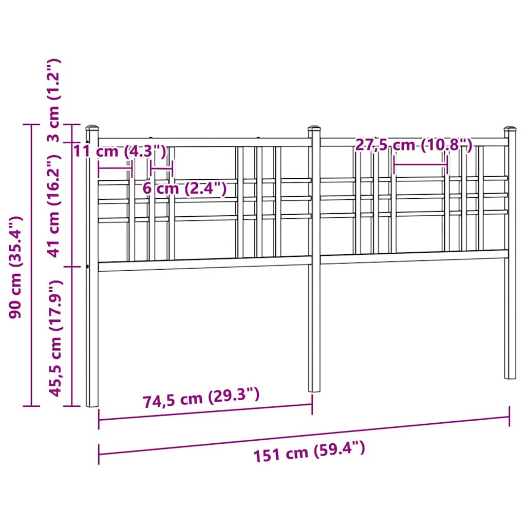 Metalowy zagłówek do łóżka 150 cm biały - 62% taniej