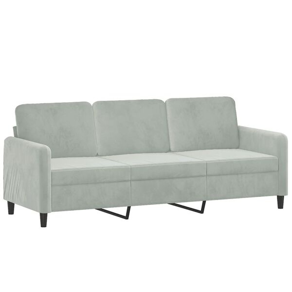 Nowoczesna sofa trzyosobowa welurowa 180 cm - jasnoszara - 81% taniej