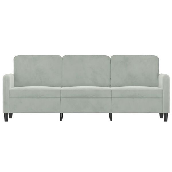 Nowoczesna sofa trzyosobowa welurowa 180 cm - jasnoszara - 81% taniej