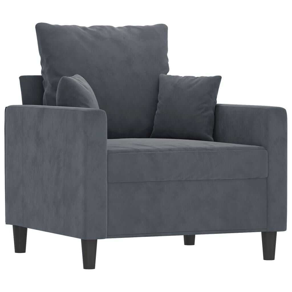 Elegancki fotel welurowy ciemnoszary 60 cm - 83% taniej