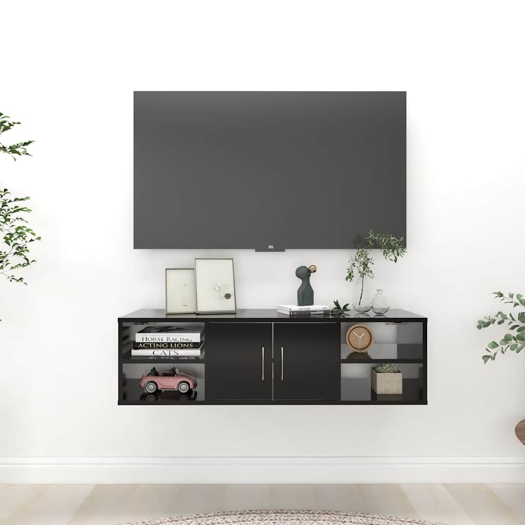 Czarna półka wisząca 102x30x29 cm - 71% taniej