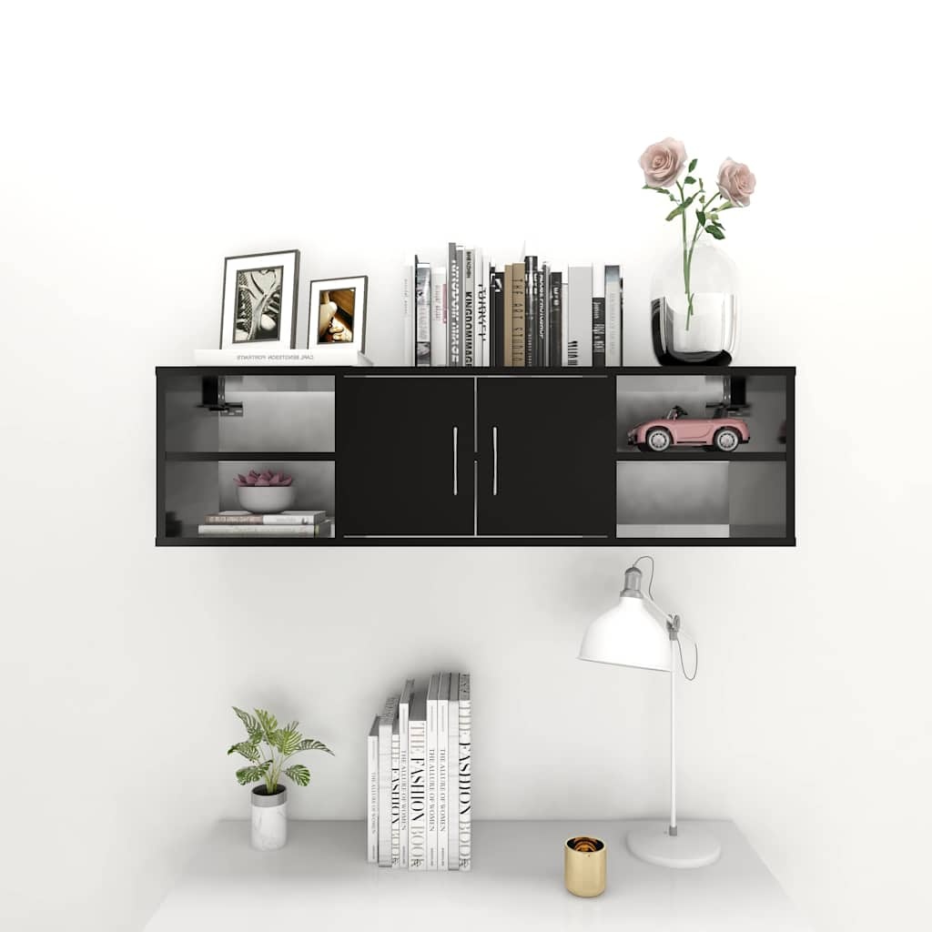 Czarna półka wisząca 102x30x29 cm - 71% taniej