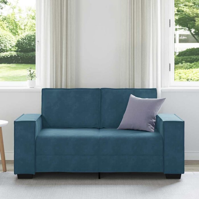 Dwuosobowa sofa welurowa 120 cm niebieska - 85% taniej