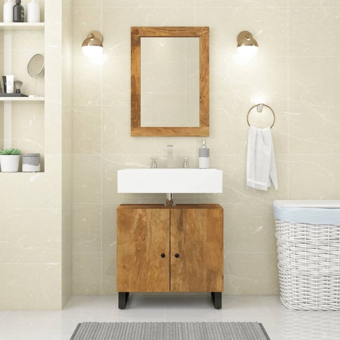 Lustro ścienne z litego drewna mango 70x50 cm - 73% taniej