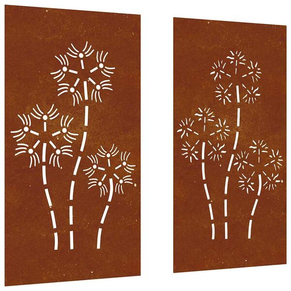 Dekoracja ścienna stal corten motyw kwiatowy 105x55cm 2 szt. -65% taniej